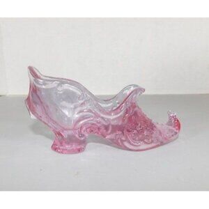 7/1288 Vintage Mossey Light Purple Glass Shoe Slipper Victorian Boot 5.5 x 3 in